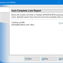 Auto-Complete Lists Report screenshot