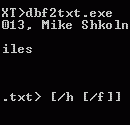 DBase to Text converter screenshot
