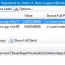 Deleaker Add-in for Visual C++ screenshot